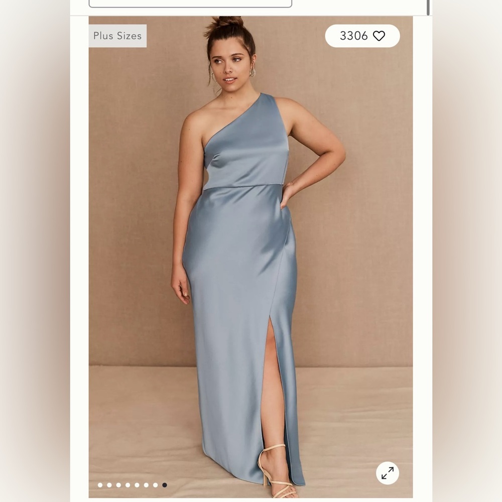 BHLDN Dylan One-Shoulder Satin Side-Slit Gown